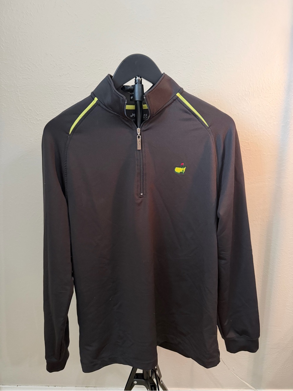Men's Master Black Quarter-Zip Pullover with Lime Accents